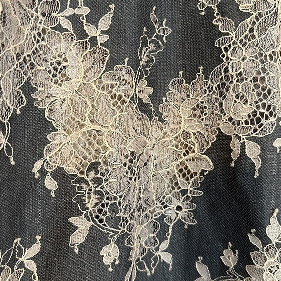 Anthropologie Everleigh Grey/Tan Lace Overlay Top Size Small Petite - Picture 7 of 8